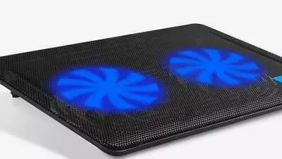 2 FANS Laptop Cooler Cooling Pad Fan USB Stand For 14  Notebook + Blue Light S2 • $16.89