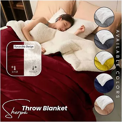 £2.99 • Buy Fleece Blanket Sherpa Soft Warm Reversible Bed Sofa Throw Single Double King UK