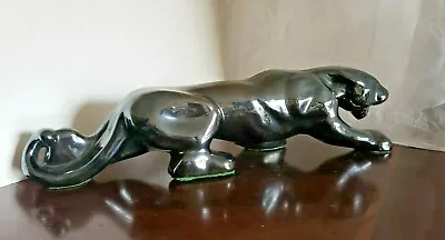 💎MCM VTG Ice Black Gray Cat Panther Large Art Sculpture Figure 20   • $139.99