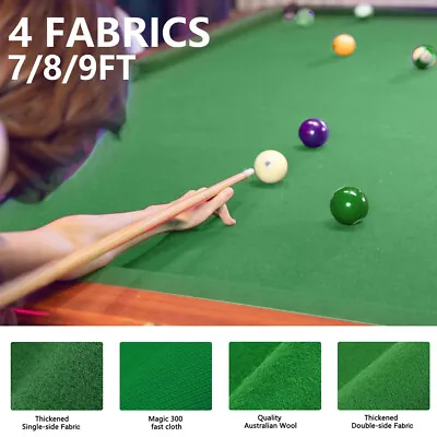 Pool Table Cloth 7/8/9ft Table Worsted Felt Billiard Cloth W/ PRE-CUT RAILS • $53.85