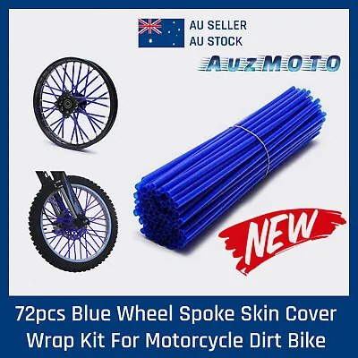 72pcs Blue  Wheel Spoke Skin Cover Wrap Kit 4 Motorcycle Motocross Dirt Bike AU • $9.86