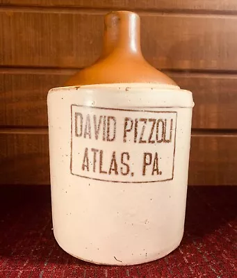 Vintage Stoneware Two Tone 1/2 Gallon Jug David Pizzoli Atlas P.A. 1900's • $120