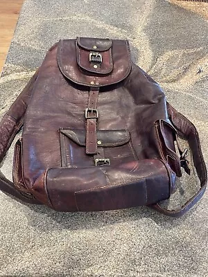 Vintage Genuine Leather Travel Backpack Rucksack Messenger Bag Satchel (Large) • $42.99