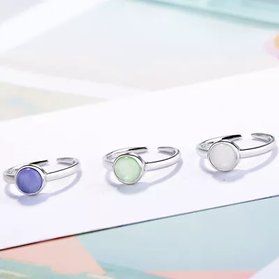 925 Sterling Silver Opal Round Stone Adjustable Ring Womens Mens Jewellery Gift • £2.97