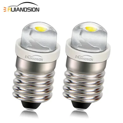 2PCS E10 COB 0.5W LED Mini Screw Flashlight Torch Lamp Bulb Globe White 1.5V • $10.99