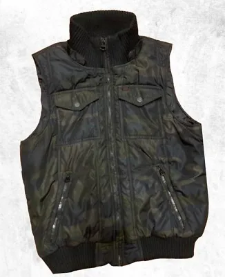 Levi's Camo Vest Outdoor Hunting Jacket Wool Collar Mens Medium Full Zip Up  • $75