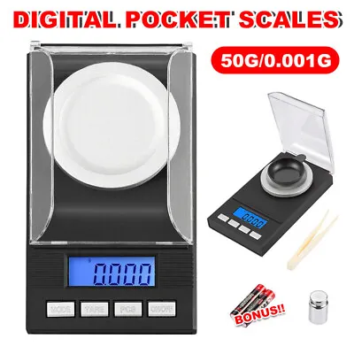 Digital Scales 0.001g Micro Scale 50g/0.001g Gold Diamond Pocket Jewellery Carat • $21.53