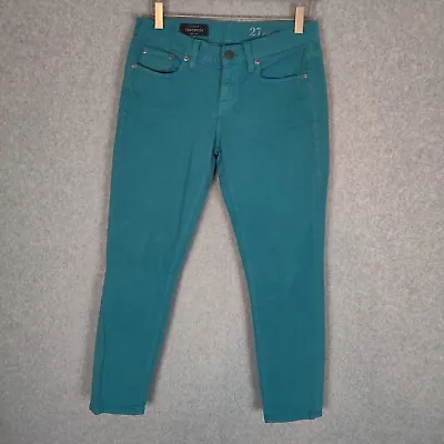 J.Crew Denim Jeans Women 27 Ankle Solid Turquois Toothpick Mid Rise • $4.44