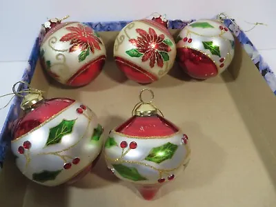 Vintage Glass Christmas Ornaments Lot Of 5 • $12