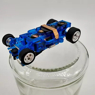 New Auto World 4Gear 4-Gear Ho Slot Car Chassis Blue Translucent Chrome Rims • $16.99