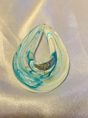 £2 • Buy White And Turquoise Glass Pendant 
