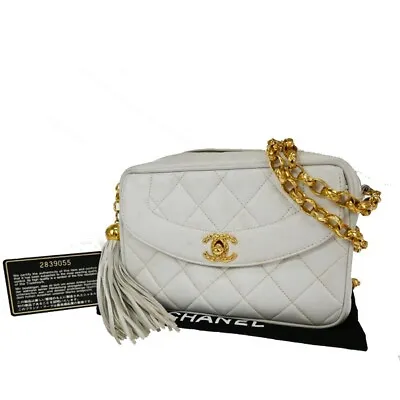 CHANEL CC Mini Matelasse Tassel Chain Shoulder Bag Leather WE Vintage 24LC458 • $1311