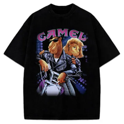 Joe Camel T-Shirt Joe Camel Motorcycle Vintage Custom Graphic Tee Black • $20.89
