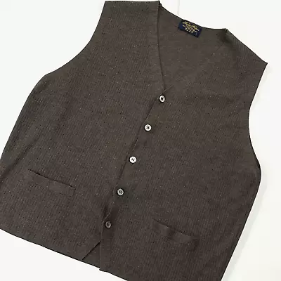 Brooks Brothers Sweater Vest Large Italy Brown Knit Golf Merino Wool • $49.99