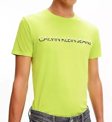 Mens Genuine Calvin Klein Acid Lime Crewneck T-shirt - XL - CLEARANCE • £9.99