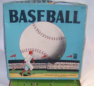 BASEBALL MARBLE BOARD GAME 1930s MILTON BRADLEY COMPLETE BOXED • $34.99