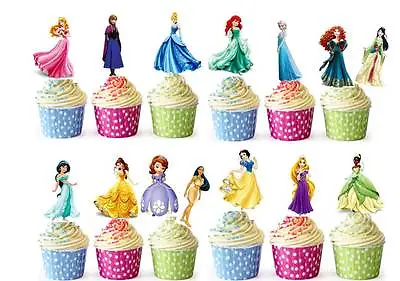 £2.99 • Buy 28 DISNEY PRINCESS Edible Cup Cake Fairy Toppers Wafer STAND UP Decorations
