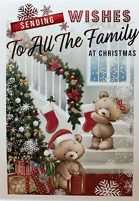 FOR ALL THE FAMILY CHRISTMAS CARD CUTE 7”x5” FREE P&P • £1.89