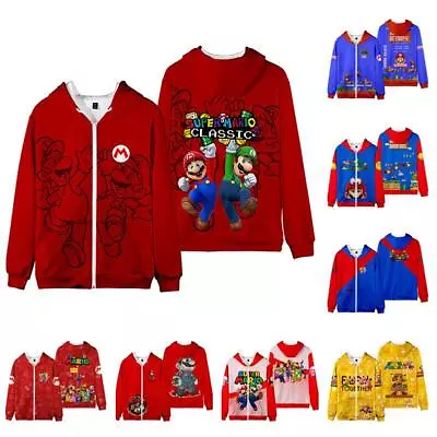The Super Mario Bro 3D Hoodie Printed Jacket Casual Autumn Sweatshirt Hoody Coat • $35.52