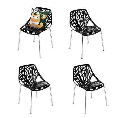 4pcs Black Mid Century Dining Office Living Room/Kitchen Side Chairs Furniture • $129.99
