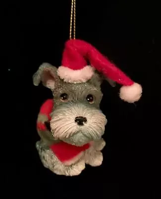 Miniature Schnauzer Dog Resin Ornament~christmas~santa Hat~nwt • $25.91