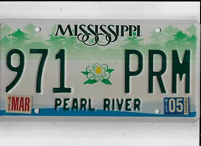 MISSISSIPPI Passenger 2005 License Plate  971 PRM  ***PEARL RIVER*** • $6.50