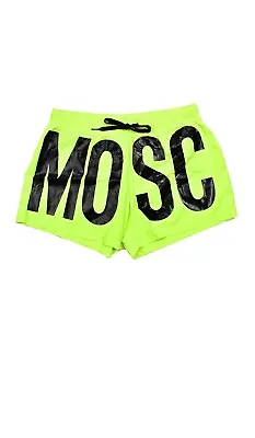 Moschino Men's Black On Neon Yellow Logo Swim Trunks • $55