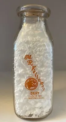 Vintage M.R. KELLOWAY DAIRY Half Liter Pyro Milk Bottle Georgetown MA Mass. Cow • $9.99