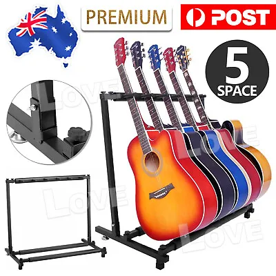 $34.95 • Buy Guitar Stand Fits 5 Guitars Tidy Storage Display Rack Metal Padded Foam Stylish
