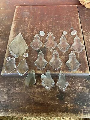 13 Pc Big Prisms Glass Crystal  Faceted Antique Chandelier Vintage Parts Beveled • $29.99