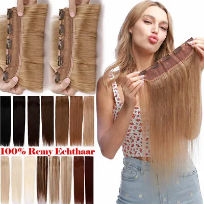 $18.13 • Buy US One Piece Clip In Real Remy Human Hair Extensions Thick Half Full Head Blonde