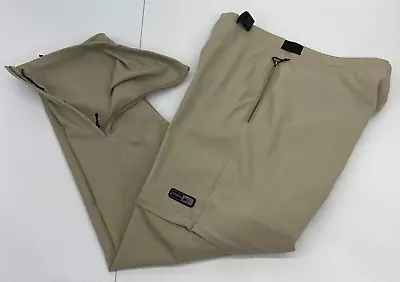 REI Mens Pants 32x32 Brown Nylon Zip Ankle Convertible Hike Softshell Rip Cord • $26.85