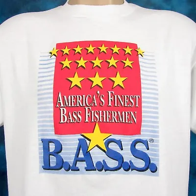 Vintage 90s AMERICA’S FINEST BASS FISHERMAN T-Shirt LARGE Fishing Single Stitch • $21.24