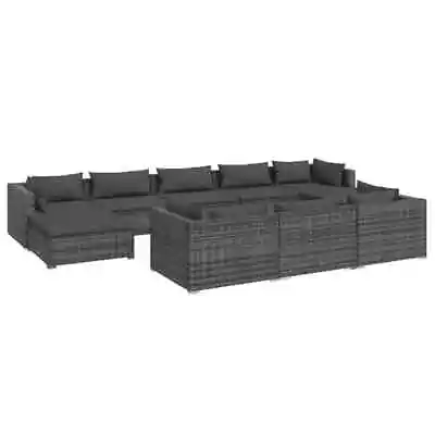 10-Piece Outdoor Sofa Set Garden Patio Cushions Lounge Furniture Rattan Grey • $1308.97