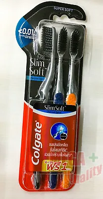 3x Colgate Toothbrush Slim Super Soft Charcoal Spiral 0.01mm Compact Head • $19.69