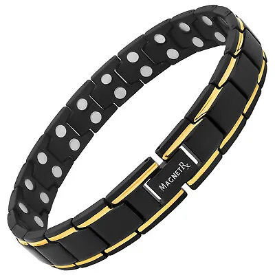 MagnetRX®  Magnetic Therapy Pain Relief  Bracelet For Men (Black & Gold). • $49.95