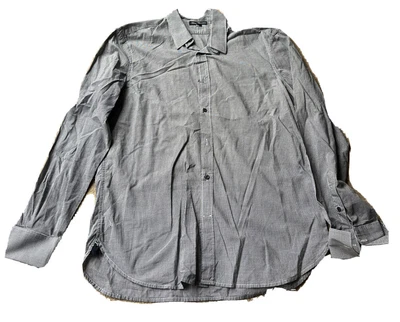 £2.29 • Buy French Connection Mens Shirt, Size Large, Blue Micro Check Double Cuff