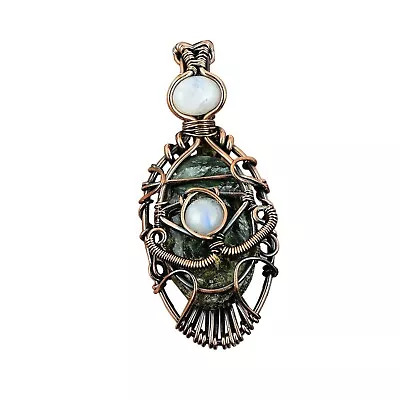 Seraphinite Jewelry Copper Mother Gift Evil Eye And Wire Wrapped Pendant 2.48  • $19.20