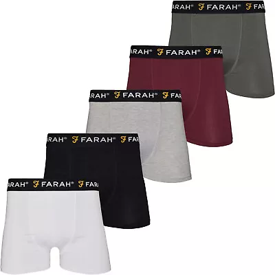 Farah Mens Gaveer 5 Pack Elasticated Logo Underwear Boxers Boxer Shorts - Multi • £22.98