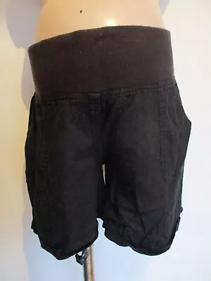 £6 • Buy George Maternity Black Under Bump Linen Blend Shorts Size 14