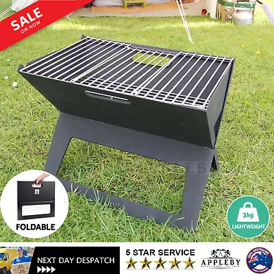 Portable BBQ Steel Grill Foldable Fire Pit Outdoor Camping Picnic Barbecue • $36.45