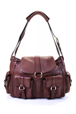 Cole Haan Pebbled Leather Adjustable Strap Drawstring Bucket Handbag Dark Brown • $60.99