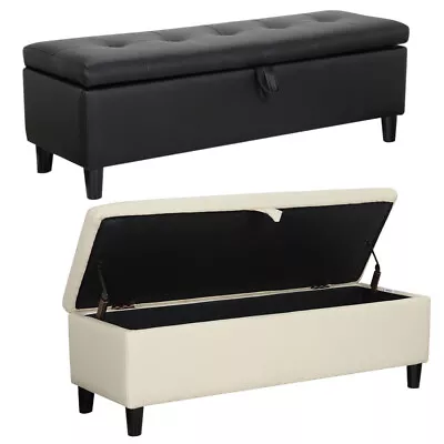 Faux Leather Ottoman Storage Box Chesterfield Blanket Box Pouffe Bench Footstool • £75.95