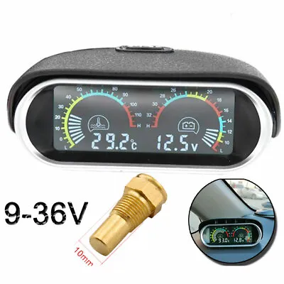 2in 1 LCD Voltmeter Water Temperature Gauge Motor Temp Sensor For Car Motorcycle • $15.37