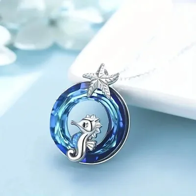 Rainbow Mystical Fire Topaz 925 Sterling Silver Charms Seahorse Pendant Necklace • $19.74