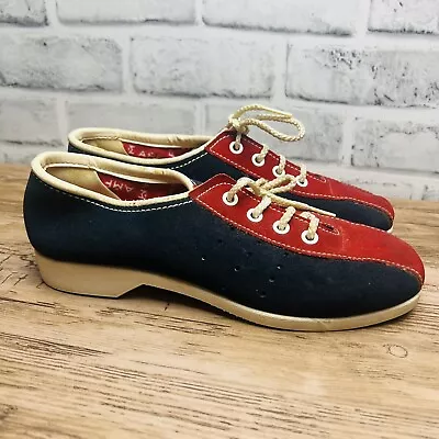 AMF VTG Bowling Shoes Blue & Red Suede 60’s 70’s Retro Shoes Women’s 6.5/7 • $29.99