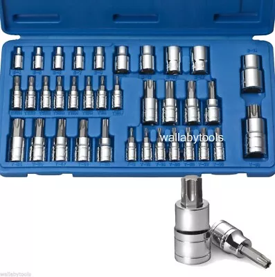 35pc E Tamper Proof Security Star Female 1/4 3/8 1/2 External Torx Socket Bit • $29.99