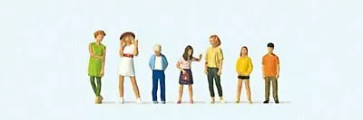 Preiser HO Scale Model Figure/People Set Standing Youths Boys/Girls/Teens 7-Pack • $16.59