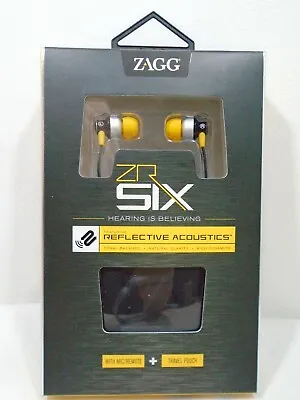 ZAGG ZR-SIX Earbuds Reflective Acoustics Mic/Remote & Travel Pouch Yellow/Black • $12.99