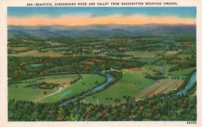 Postcard VA Shenandoah River & Valley From Massanutten Mountain Linen PC H5555 • $2
